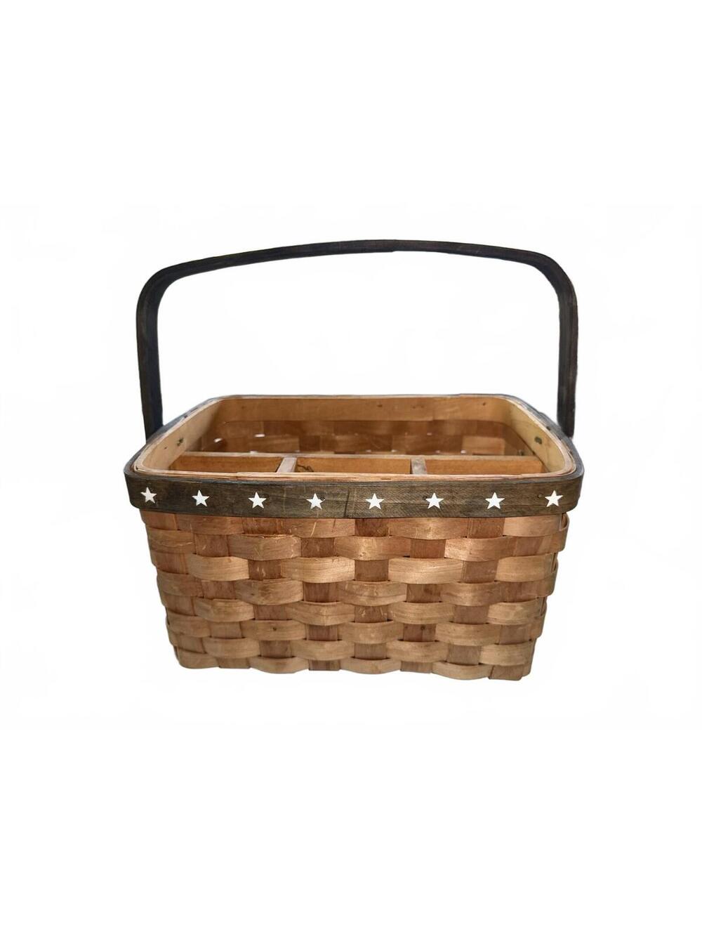 Stars patriotic Silverware Caddy Utensil Holder basket; country, farmhouse